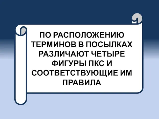 ПО РАСПОЛОЖЕНИЮ ТЕРМИНОВ В ПОСЫЛКАХ РАЗЛИЧАЮТ ЧЕТЫРЕ ФИГУРЫ ПКС И СООТВЕТСТВУЮЩИЕ ИМ ПРАВИЛА