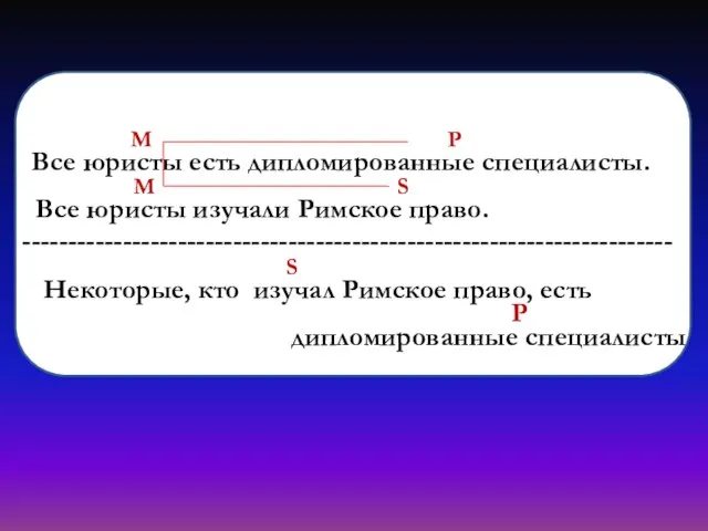 М P Все юристы есть дипломированные специалисты. М S Все юристы