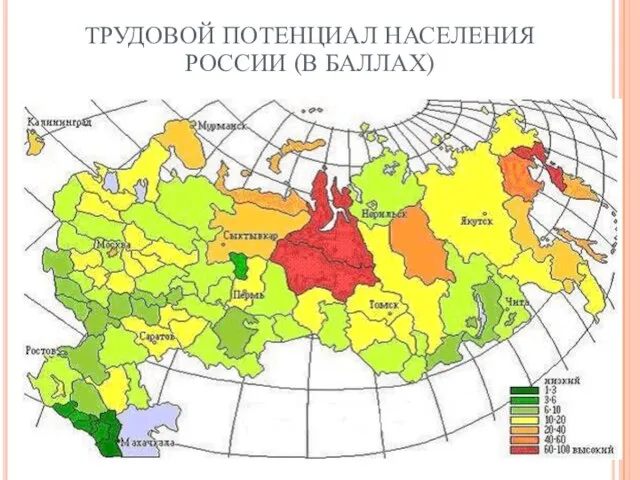 ТРУДОВОЙ ПОТЕНЦИАЛ НАСЕЛЕНИЯ РОССИИ (В БАЛЛАХ)