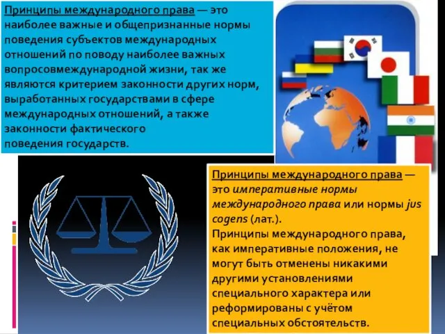 Принципы международного права — это императивные нормы международного права или нормы