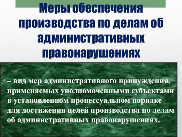 Меры обеспечения производства по делам об административных правонарушениях – вид мер