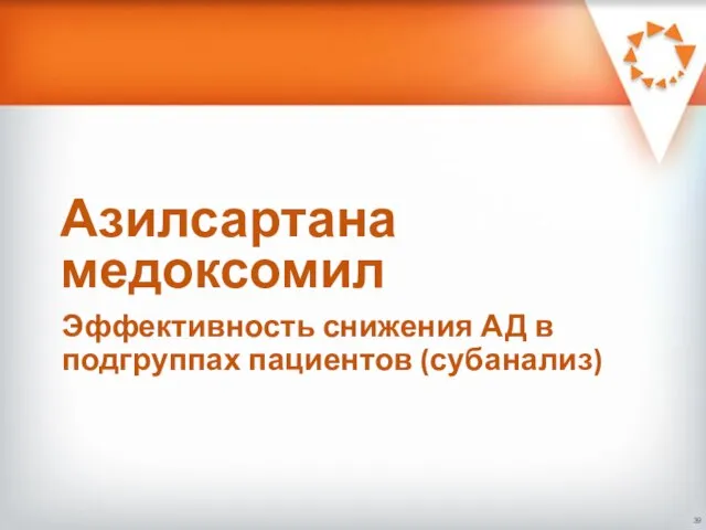 Азилсартана медоксомил Эффективность снижения АД в подгруппах пациентов (субанализ)