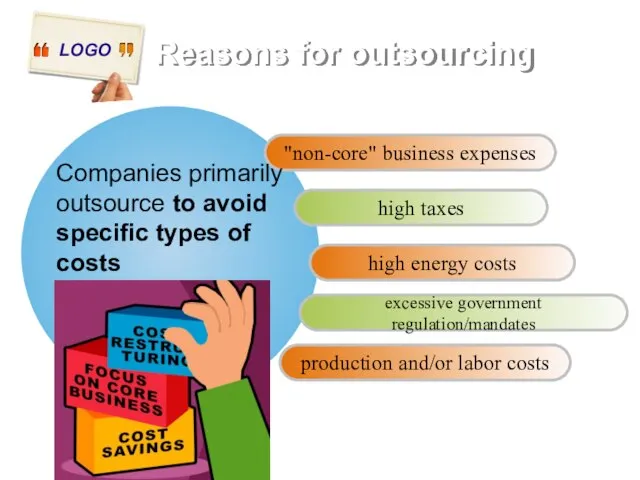 Reasons for outsourcing "non-core" business expenses high taxes high energy costs