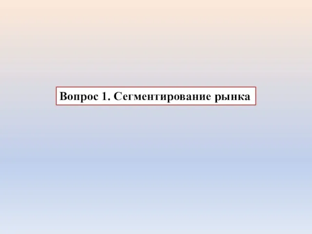 Вопрос 1. Сегментирование рынка