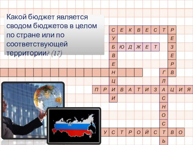 Какой бюджет является сводом бюджетов в целом по стране или по соответствующей территории? (17)