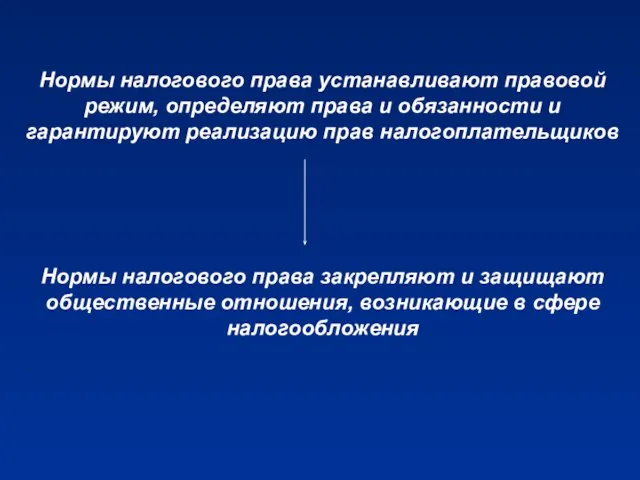 Нормы налогового права устанавливают правовой режим, определяют права и обязанности и