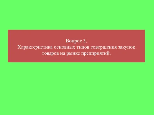 Вопрос 3. Характеристика основных типов совершения закупок товаров на рынке предприятий.