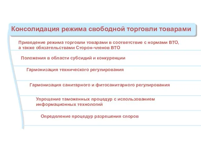 Приведение режима торговли товарами в соответствие с нормами ВТО, а также