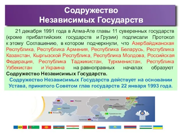 Содружество Независимых Государств 21 декабря 1991 года в Алма-Ате главы 11