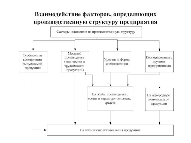 Взаимодействие факторов, определяющих производственную структуру предприятия