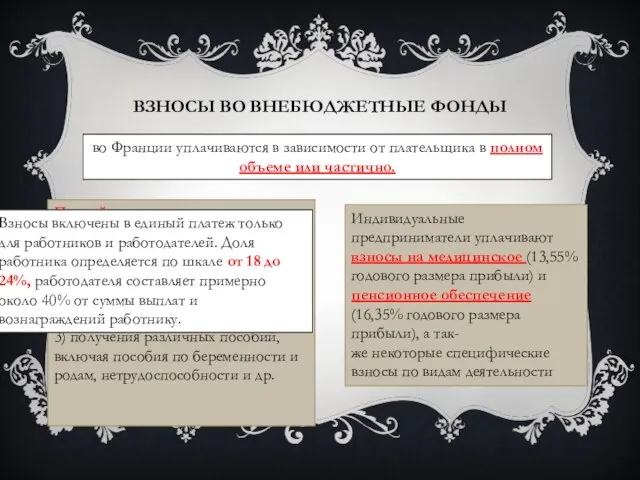 Взносы во внебюджетные фонды во Франции уплачиваются в зависимости от плательщика