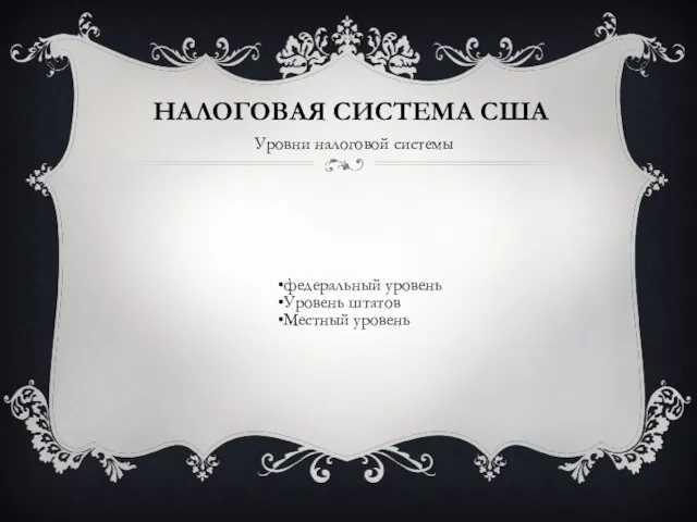 Налоговая система США Уровни налоговой системы