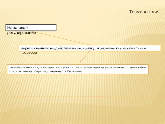 Терминология Налоговое регулирование меры косвенного воздействия на экономику, экономические и социальные