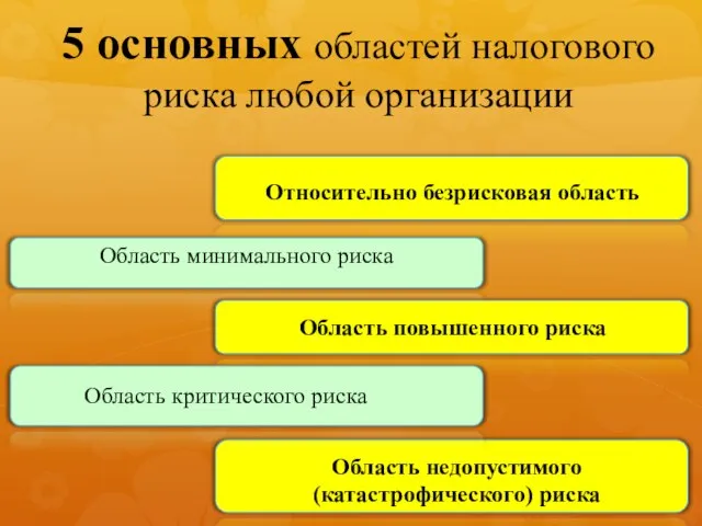 Относительно безрисковая область 5 основных областей налогового риска любой организации Область