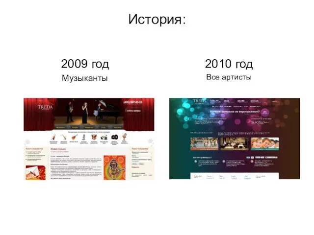 История: 2009 год Музыканты 2010 год Все артисты