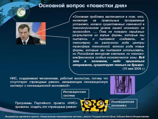 Основной вопрос «повестки дня» «Основная проблема заключается в том, что, несмотря