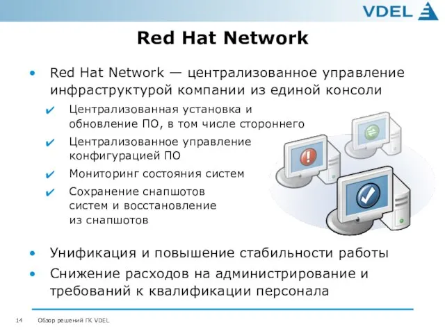 Red Hat Network Red Hat Network — централизованное управление инфраструктурой компании