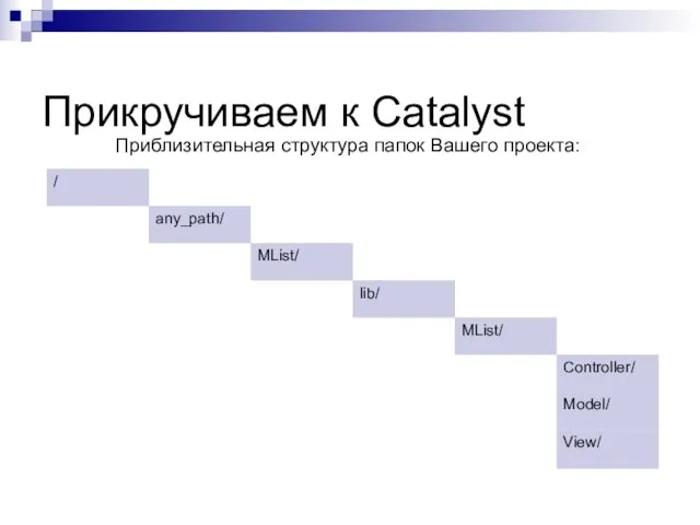 Прикручиваем к Catalyst Приблизительная структура папок Вашего проекта: