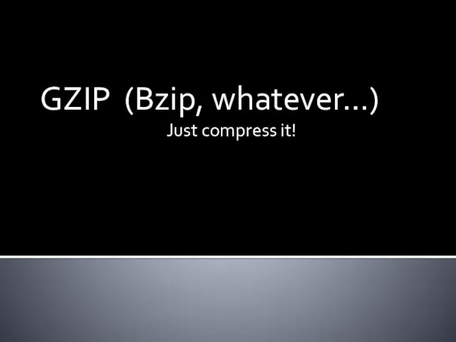 GZIP (Bzip, whatever…) Just compress it!