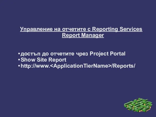 Управление на отчетите с Reporting Services Report Manager достъп до отчетите