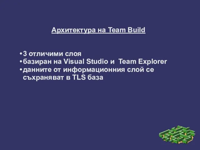 Архитектура на Team Build 3 отличими слоя базиран на Visual Studio