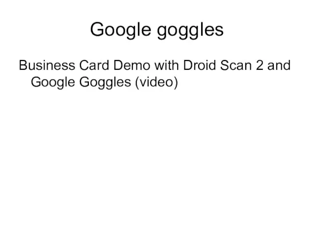 Google goggles Business Card Demo with Droid Scan 2 and Google Goggles (video)