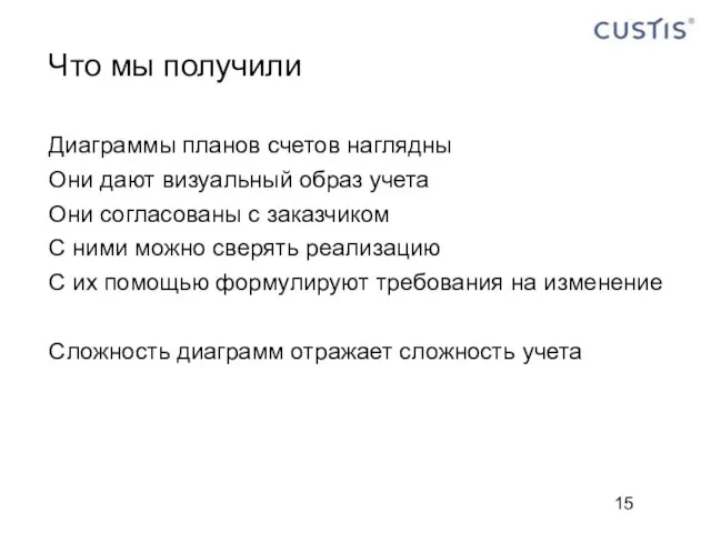 Что мы получили Диаграммы планов счетов наглядны Они дают визуальный образ