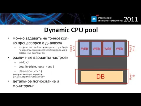 Dynamic CPU pool можно задавать не точное кол-во процессоров а диапазон