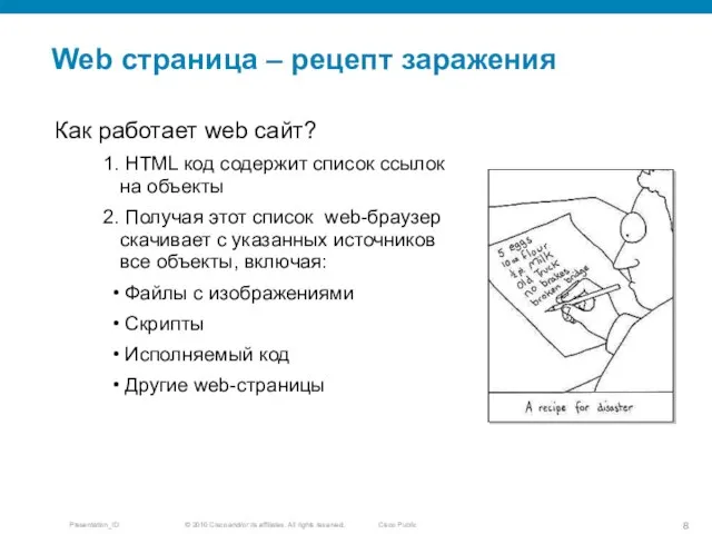 Web страница – рецепт заражения Как работает web сайт? HTML код