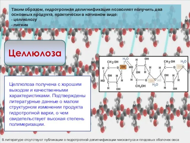 Таким образом, гидротропная делигнификация позволяет получить два основных продукта, практически в