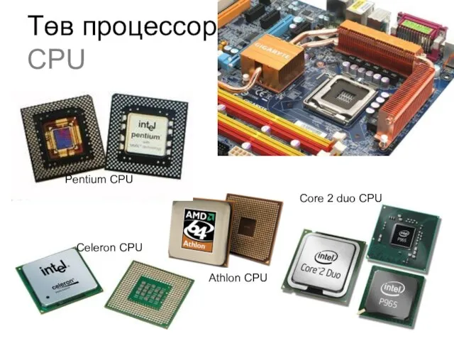 Төв процессор CPU Pentium CPU Celeron CPU Core 2 duo CPU Athlon CPU