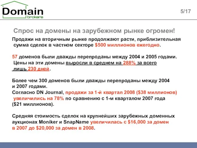 5/17 Продажи на вторичным рынке продолжают расти, приблизительная сумма сделок в