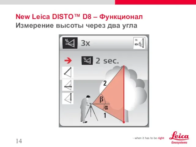 New Leica DISTO™ D8 – Функционал Измерение высоты через два угла