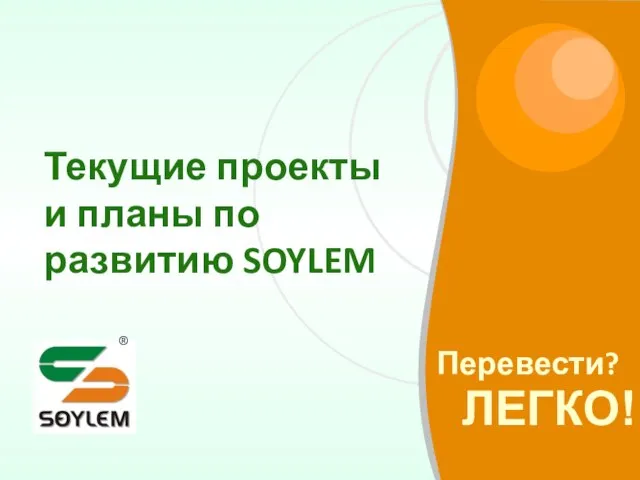 Текущие проекты и планы по развитию SOYLEM