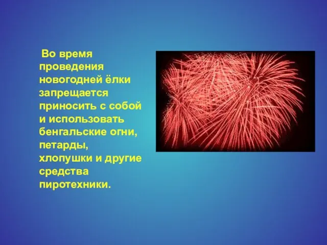 Во время проведения новогодней ёлки запрещается приносить с собой и использовать