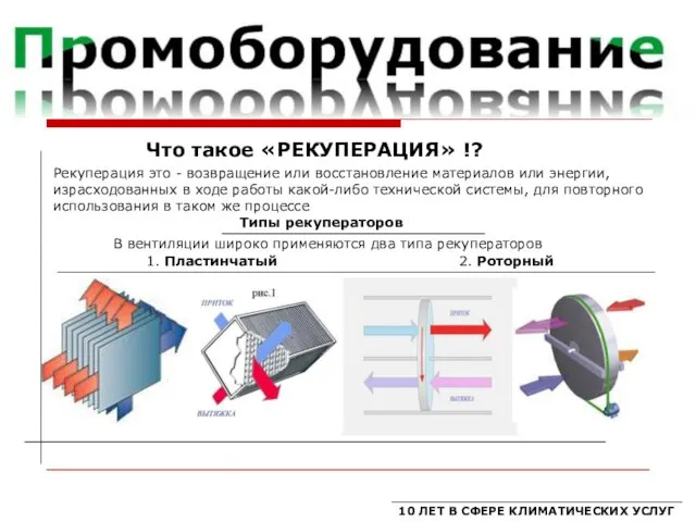 Что такое «РЕКУПЕРАЦИЯ» !? 10 ЛЕТ В СФЕРЕ КЛИМАТИЧЕСКИХ УСЛУГ Рекуперация