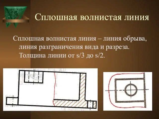 Сплошная волнистая линия Сплошная волнистая линия – линия обрыва, линия разграничения