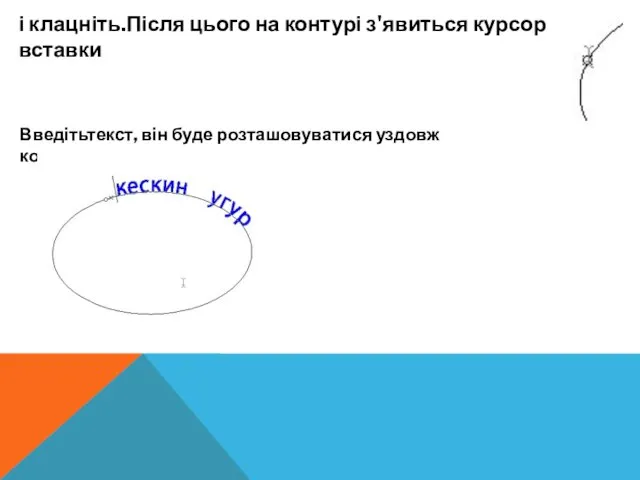 і клацніть.Після цього на контурі з'явиться курсор вставки Введітьтекст, він буде розташовуватися уздовж контуру.