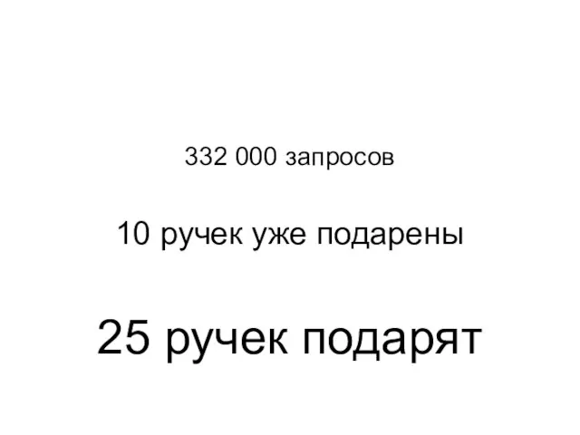 332 000 запросов 10 ручек уже подарены 25 ручек подарят