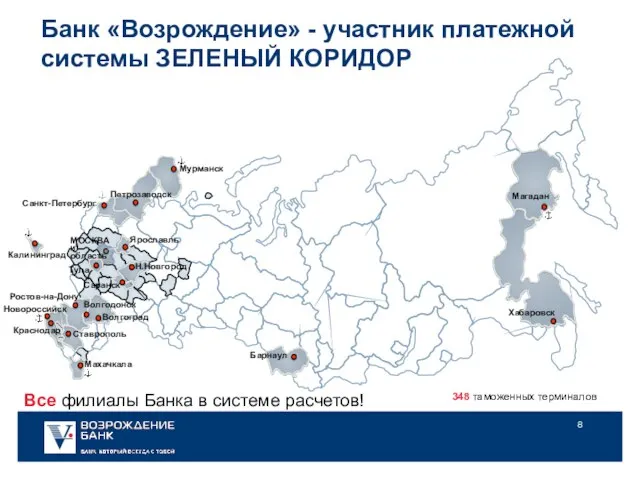 Банк «Возрождение» - участник платежной системы ЗЕЛЕНЫЙ КОРИДОР Все филиалы Банка