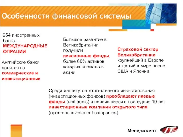 Особенности финансовой системы Менеджмент 254 иностранных банка – МЕЖДУНАРОДНЫЕ ОПРАЦИИ Английские