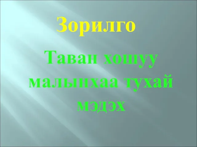 Зорилго Таван хошуу малынхаа тухай мэдэх