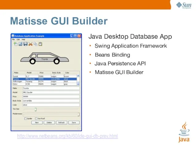 Matisse GUI Builder Java Desktop Database App Swing Application Framework Beans