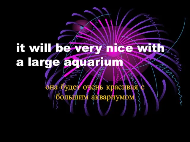 it will be very nice with a large aquarium она будет очень красивая с большим аквариумом