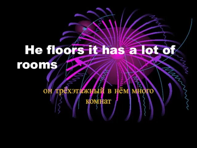 He floors it has a lot of rooms он трёхэтажный в нём много комнат