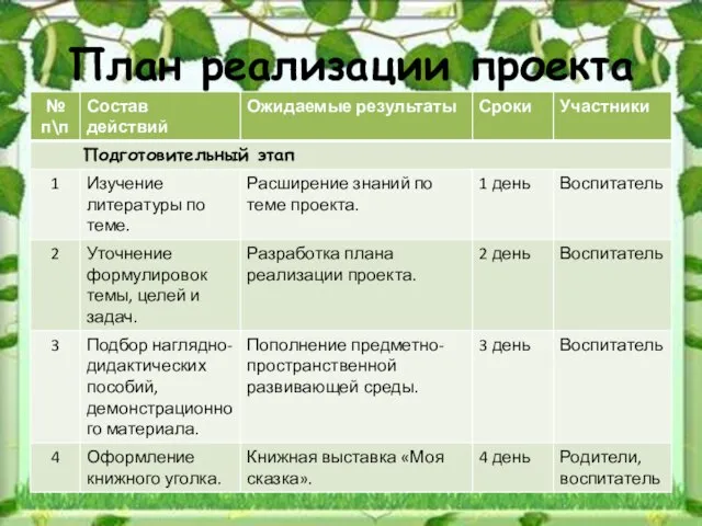 План реализации проекта