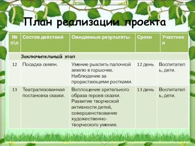 План реализации проекта