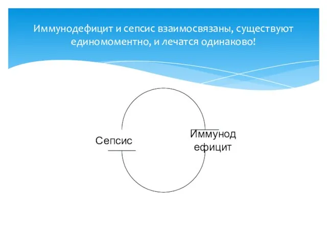 Иммунодефицит и сепсис взаимосвязаны, существуют единомоментно, и лечатся одинаково!