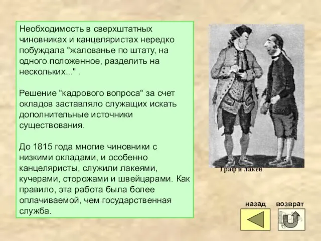 Необходимость в сверхштатных чиновниках и канцеляристах нередко побуждала "жалованье по штату,