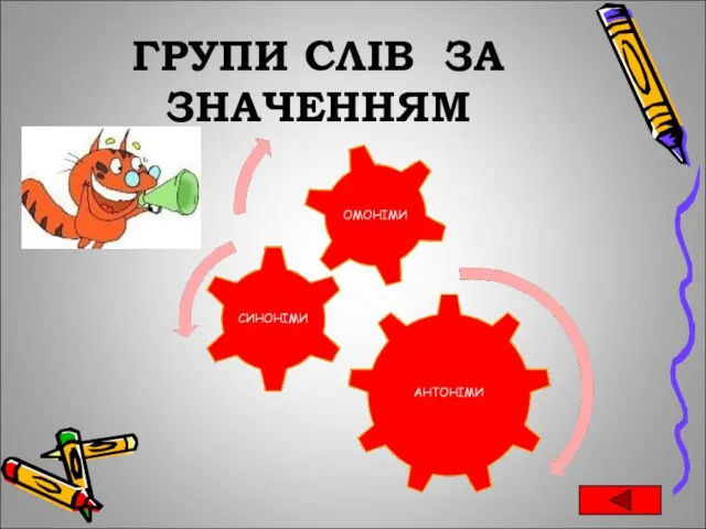 ГРУПИ СЛІВ ЗА ЗНАЧЕННЯМ